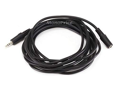 MONOPRICE, INC. 649 STEREO PLUG/JACK M/F 12FT - BLACK