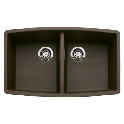 Blanco B440068  Performa Double Basin Silgranit II Kitchen Sink 33" x 20", Cafe Brown.