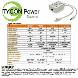 TYCON SYSTEMS, INC POE-SPLT-4812G POE GIGABIT SPLITTER.48VDC IN, 12VDC OUT