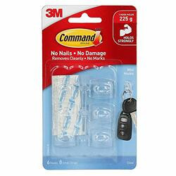 3M/COMMERCIAL TAPE DIV. MMM17006CLRES HOOK,MINI,,8STR,6/PK,CLR