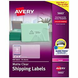 AVERY PRODUCTS CORPORATION AVE5663 LABEL,LSR,2X4,500/BX,CLR