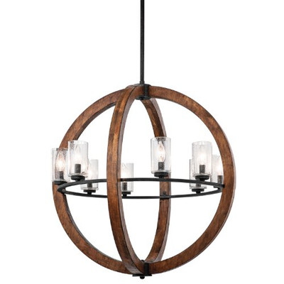 KICHLER 43190AUB  Grand Bank Chandelier, 8 Light Incandescent 480 Total Watts, Auburn Stained Finish