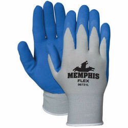 Mcr Safety B1145420 Memphis Glove Flex Seamless Nylon Knitted Memphis Gloves with Blue Foam Latex Dipped Palm And Finger, Blue/Gray, Small, 1-Pair