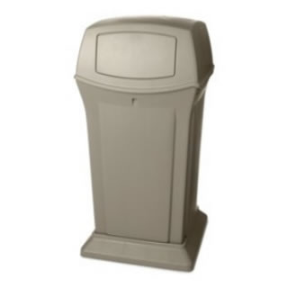 Rubbermaid 141280 Ranger & #174 45 Gallon 2 Door Outdoor Trash Can - Beige 9171-88