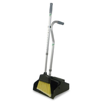 Unger 180822 UNG Ergo Dust Pan with Broom, Metal, 12" Wide, 45" High, Black/Silver