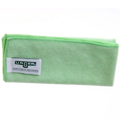 Unger 132351 SmartColor MicroWipe Heavy Duty Microfiber Cloth, 16" Length x 15" Width, Green (Case of 10)