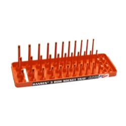 1/4 SAE 3-Row Socket Tray - Orange