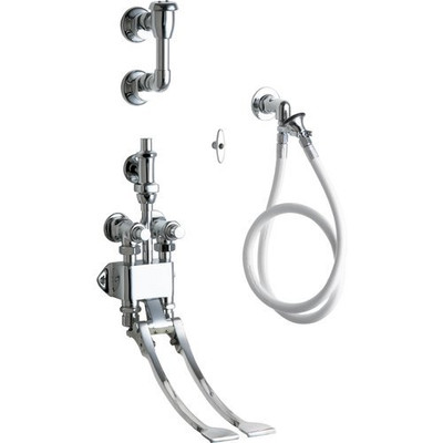 Chicago Faucets C910GCP Wall Mounted Pedal Valve Concealed Bed Pan Flusher with Volume Control Angle Valve, and Loose Key Stop