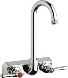 Chicago Faucets CW4WGN1AE1369ABCP Chicago Faucet 3-1/2" Gooseneck Spout Wall Mount Workboard Faucet, 4"