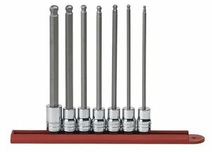 APEX TOOL GROUP GWR80574 SKT SET 3/8 DR SAE HEX LONG BALL BIT 7