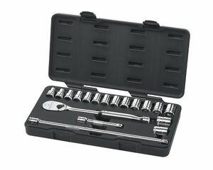 APEX TOOL GROUP GWR80708 SKT SET 1/2 DR 6 PT MET 18 PC MECHANIC