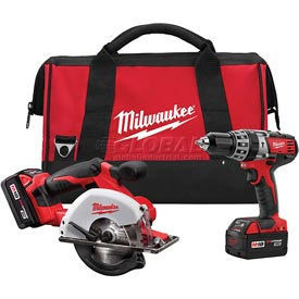 MILWAUKEE B455672 M18 Cordless Combo Compact Hammer Drill/Metal Saw/2 Battery