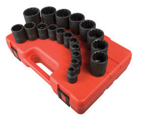 Sunex SUU-2819 1/2-Inch Drive 12-Point SAE Impact Socket Set, 19 Piece