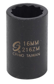 Sunex SUU-216ZM 1/2-Inch Drive 16-mm 12-Point Impact Socket