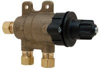 Chicago Faucets C131ABNF Chicago Faucets Ecast Thermostatic Mixing Valve with Wall Bracket and Check Valves to Protect Against Scaulding, Lead Free