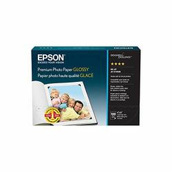 EPSON PRINT S041727 EPSON PREMIUM RESIN COATED GLOSSY PHOTO PAPER - BRIGHT WHITE - 4 IN X 6 IN - 100