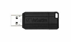 VERBATIM STORAGE MEDIA 49064 FLASH DRIVE, USB 2.0, 32GB, PINSTRIPE, BLACK