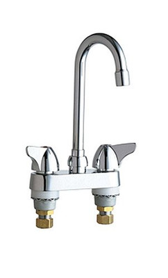 Chicago Faucets C1895ABCP ® LEAD-FREE SINK FAUCET, 3.5-INCH GOOSENECK SPOUT, SINGLE-WING HANDLES, 2.2 GPM AERATOR, COMPRESSION, CHROME