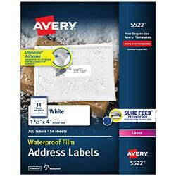 AVERY PRODUCTS CORPORATION AVE5522 LABEL,WETHRPRF,700/PK,WH