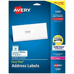 AVERY PRODUCTS CORPORATION AVE5260 LABEL,ADD,W/P,1X2-5/8,750
