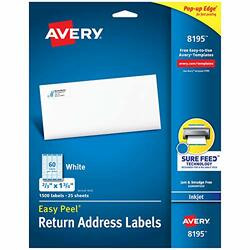 AVERY PRODUCTS CORPORATION AVE8195 LABEL,RTN ADR60-UP,IJ,WHT