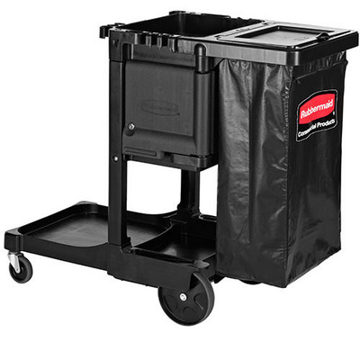 Rm 1861430 Exec Janitor Cleaning Cart, Traditional-Black Rubbermaid 182778