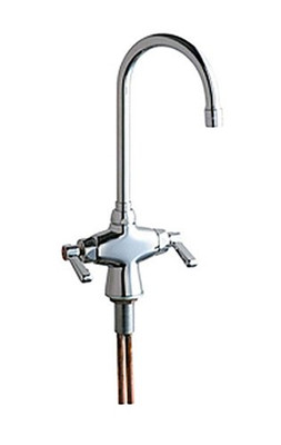 Chicago Faucets C50ABCP Single Hole 2-Handle High Arc Bathroom Faucet in Chrome with 5-1/4 in. Rigid/Swing Gooseneck Spout