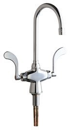 Chicago Faucets C50E35317XKABCP Chicago Faucet Chrome Commercial Grade Single Hole Kitchen Faucet with Wrist Blade Handles