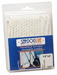 SEA-DOG LINE354-301106006WH1 TWIST NYL FENDLINE 1/4X6WHT PR