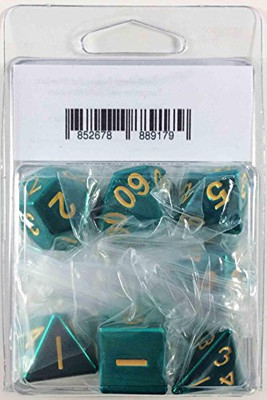 7-set: 16mm Turquoise Painted Metal Metallic Dice Games LIC015