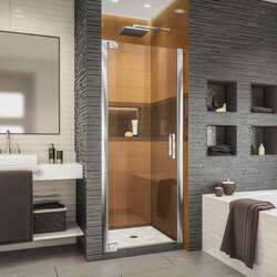 DreamLine SHDR-4334000-01 The DreamLine Elegance-LS pivot shower door or enclosure has a modern frameless design to enhance any decor with an open, inviting look. The Elegance-LS easily becomes the focal point of your bathroom with a custom glass