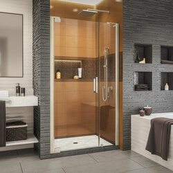 DreamLine SHDR-4327120-04 The DreamLine Elegance-LS pivot shower door or enclosure has a modern frameless design to enhance any decor with an open, inviting look. The Elegance-LS easily becomes the focal point of your bathroom with a custom glass