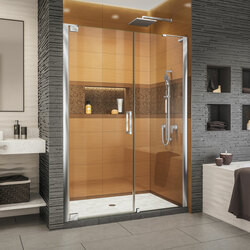 DreamLine SHDR-4330240-01 The DreamLine Elegance-LS pivot shower door or enclosure has a modern frameless design to enhance any decor with an open, inviting look. The Elegance-LS easily becomes the focal point of your bathroom with a custom glass