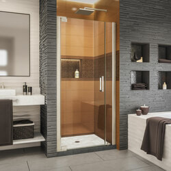 DreamLine SHDR-4327060-04 The DreamLine Elegance-LS pivot shower door or enclosure has a modern frameless design to enhance any decor with an open, inviting look. The Elegance-LS easily becomes the focal point of your bathroom with a custom glass