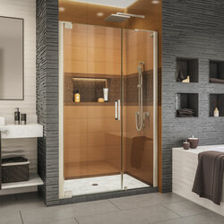 DreamLine SHDR-4334180-04 The DreamLine Elegance-LS pivot shower door or enclosure has a modern frameless design to enhance any decor with an open, inviting look. The Elegance-LS easily becomes the focal point of your bathroom with a custom glass