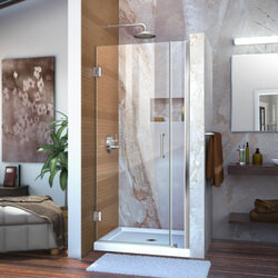 DreamLine SHDR-20297210-01 The DreamLine Unidoor is a frameless swing shower door designed in step with modern market trends. The elegant design and an incredible range of sizes are combined in the Unidoor for the look of custom glass at an