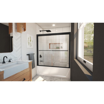 DreamLine Duet Plus SHDR-1860580-09 Semi-Frameless Sliding Bypass Shower/Tub Door