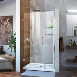 DreamLine SHDR-20397210S-01 The DreamLine Unidoor is a frameless swing shower door designed in step with modern market trends. The elegant design and an incredible range of sizes are combined in the Unidoor for the look of custom glass at an