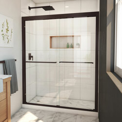 DreamLine SHDR-1860720-06 The DreamLine Duet Plus sliding bypass shower or tub door has a sleek, elegant design that will complement both classic and modern bathroom decors. The Duet Plus features semi-frameless glass and smooth gliding rollers for a
