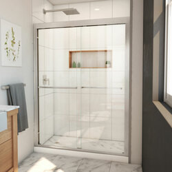 DreamLine SHDR-1854720-04 The DreamLine Duet Plus sliding bypass shower or tub door has a sleek, elegant design that will complement both classic and modern bathroom decors. The Duet Plus features semi-frameless glass and smooth gliding rollers for a