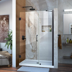 DreamLine SHDR-20417210C-09 The DreamLine Unidoor is a frameless swing shower door designed in step with modern market trends. The elegant design and an incredible range of sizes are combined in the Unidoor for the look of custom glass at an