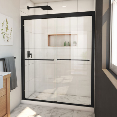 DreamLine Duet Plus SHDR-1860720-09 Semi-Frameless Sliding Bypass Shower Tub Door