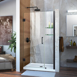 DreamLine SHDR-20387210S-09 The DreamLine Unidoor is a frameless swing shower door designed in step with modern market trends. The elegant design and an incredible range of sizes are combined in the Unidoor for the look of custom glass at an