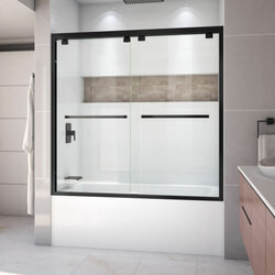 DreamLine SHDR-1660580-09 The DreamLine Encore bypass sliding shower or tub door has a modern frameless look to make your shower the focal point of the bathroom. Encores elegant bypass design provides smooth and quiet sliding operation, with the