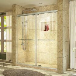 DreamLine SHDR-1360760-04 The DreamLine Charisma shower or tub door has a contemporary, bold frameless design, bringing the functionality and convenience of a double sliding bypass action to your bathing area. The Charisma glides smoothly on sleek