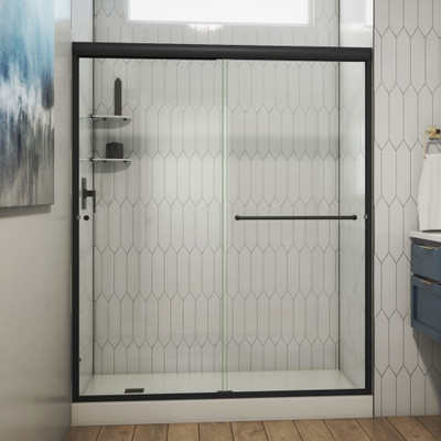 DreamLine Alliance Pro SDAL60W760VXX09 Semi-Frameless Sliding Bypass Shower Door, 60" x 76", Clear Tempered Glass
