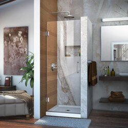 DreamLine SHDR-20297210F-01 The DreamLine Unidoor is a frameless swing shower door designed in step with modern market trends. The elegant design and an incredible range of sizes are combined in the Unidoor for the look of custom glass at an