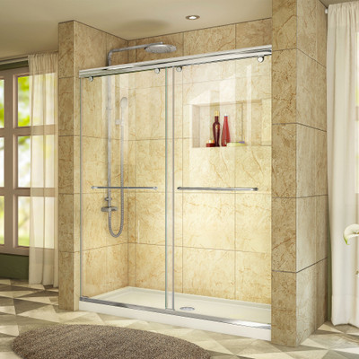 DreamLine DL-6943C-01CL CHARISMA Frameless Bypass Shower Door and SlimLine Base Kit