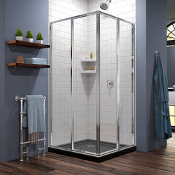 DreamLine DL-6710-88-01 This kit combines a CORNERVIEW shower enclosure with a coordinating SlimLine shower base. The CORNERVIEW shower enclosure is a perfect combination of solid construction and timeless design. The corner installation provides an