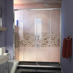 DreamLine DL-6963C-88-01 The DreamLine Visions shower or tub door offers breathtaking style for your shower area. Visions features a unique design with two stationary glass panels and two sliding glass panels that open to create an ample center point